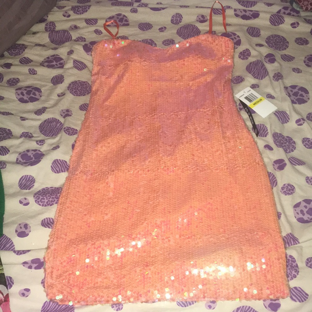 Pink/Coral sequin slip on dress